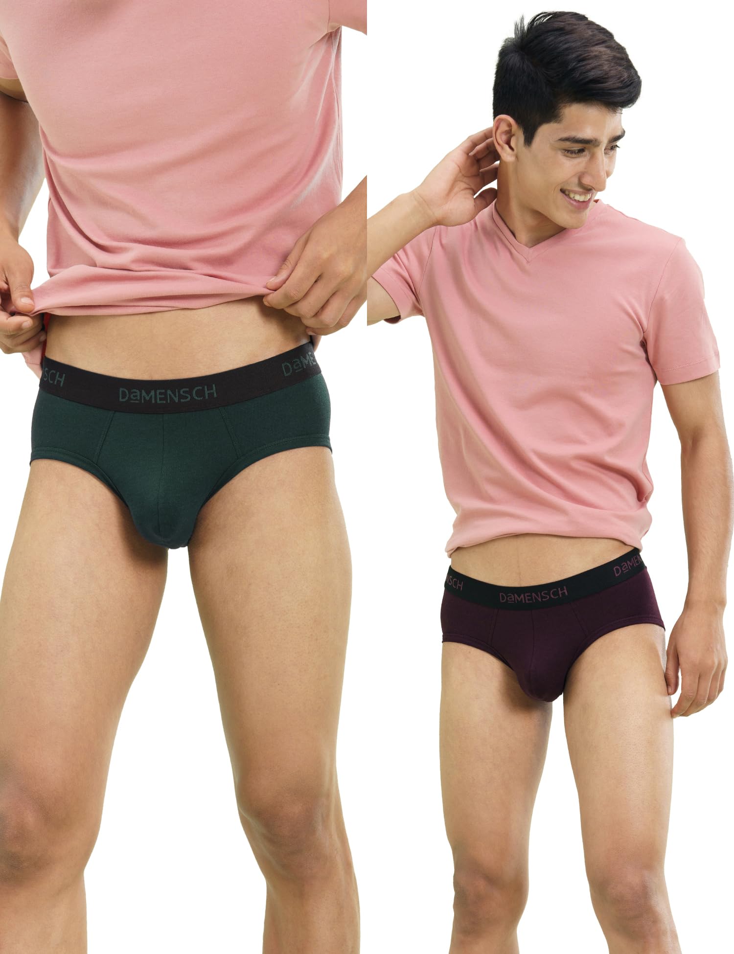 DAMENSCH Fresh Mint Solid Underwear for Men, Breathable Innerwear, Cotton Briefs, Anti-Rash Waistband, Moisture Wicking Briefs, Mid-Rise, Peppermint Finished