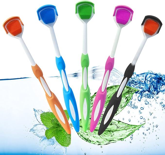 Emsiok 5 PCS Tongue Scraper, Tongue Brush Tongue Cleaner Brush Tongue Brush Scraper