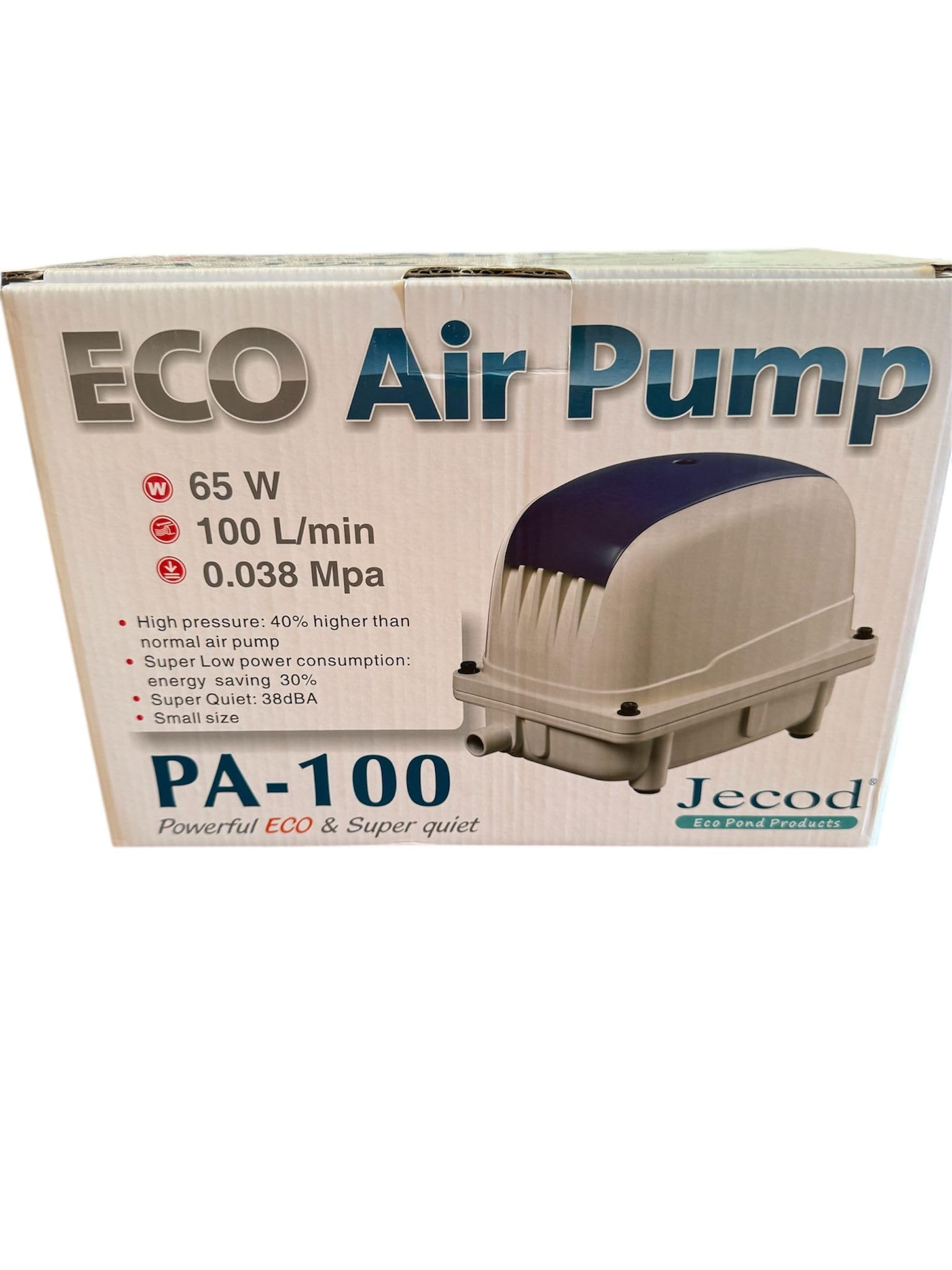 Jecod PA-100 Bomba de Aire Profesional 100 L/min – Compresor Silencioso y de Alta Eficiencia para Estanques, Acuarios Grandes, Hidroponía y Acuicultura Alto Caudal, Bajo Consumo