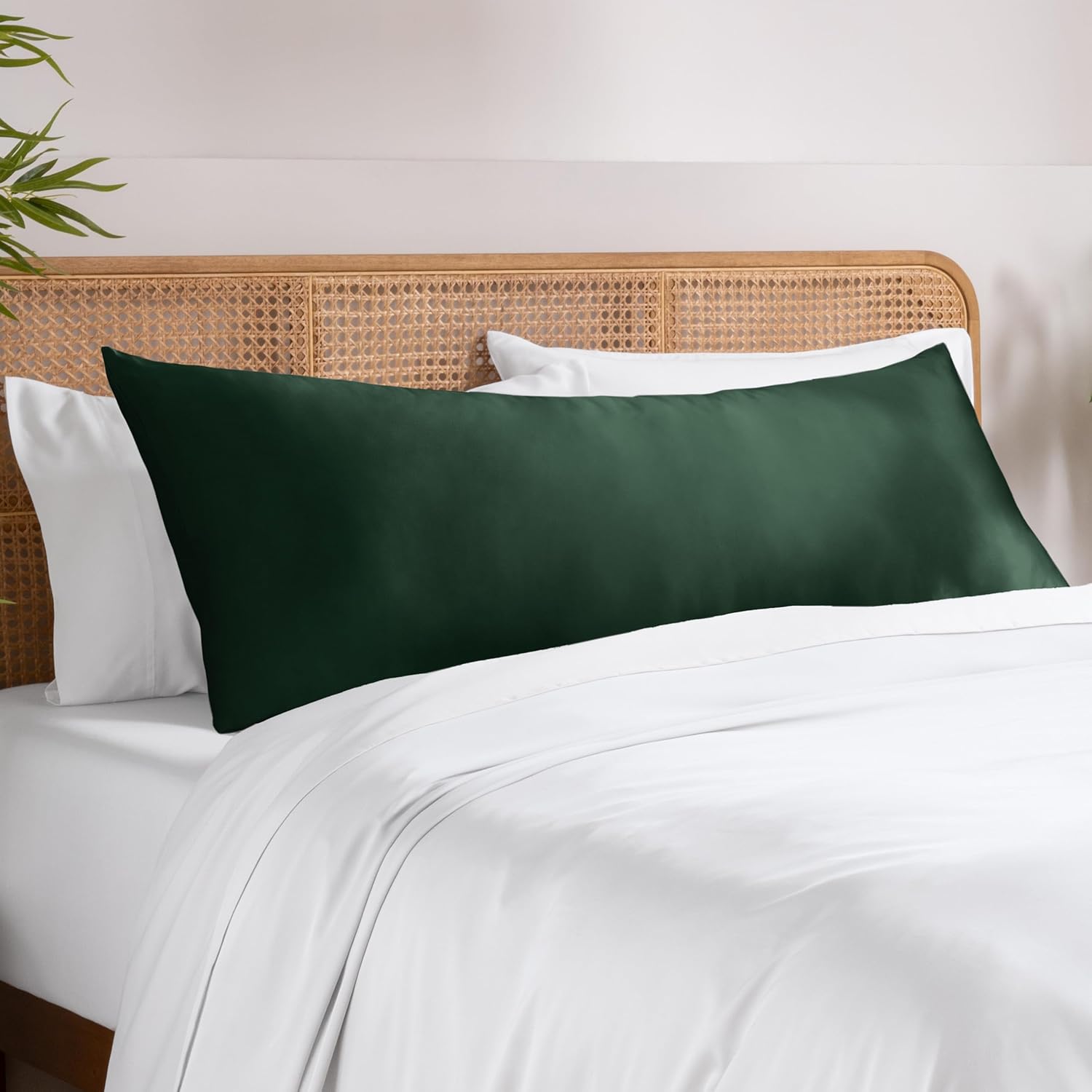 Bare Home 100% Rayon Made from Bamboo Luxury Body Size Cooling Pillowcase - Breathable - Easy Fit - Soft Bedding & Pillowcase (Body, Forest Green)