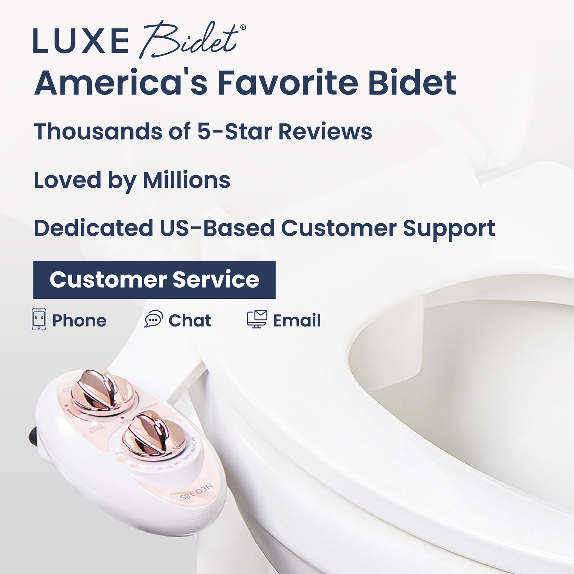 Luxe Bidet NEO 185 – samooczyszczająca się podwójna dysza, nieelektryczna nasadka bidetowa do deski sedesowej, regulowane ciśnienie wody, mycie z tyłu i dla kobiet (różowe złoto)