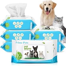 PrimePets Dog Wipes 6×100ct, Mild Pet Wipes for Dogs and Cats, Unscented | Size: 15cm x 20cmFrag, for Cleaning Eyes, Ears, Paws, Face, Butt