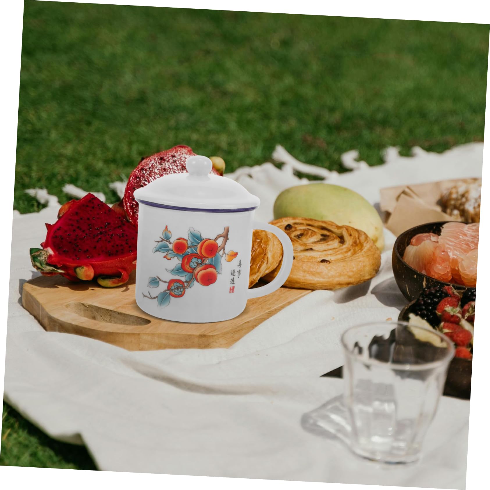 2stücke Vintage Emaille Trinkbecher Mit Deckel Tragbarer Kaffeebecher Für Outdoor-aktivitäten Vielseitig Einsetzbar Für Kaffee Tee Und Langlebiges Und Leicht Zu Reinigendes