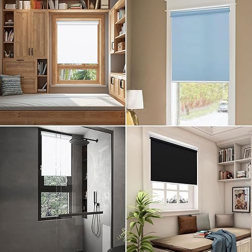 Miniatura 3 de Persianas enrollables 100 % opacas, sin cordones, para oscurecer la habitación, con aislamiento térmico, bloqueo de rayos UV, 71 pulgadas de ancho x