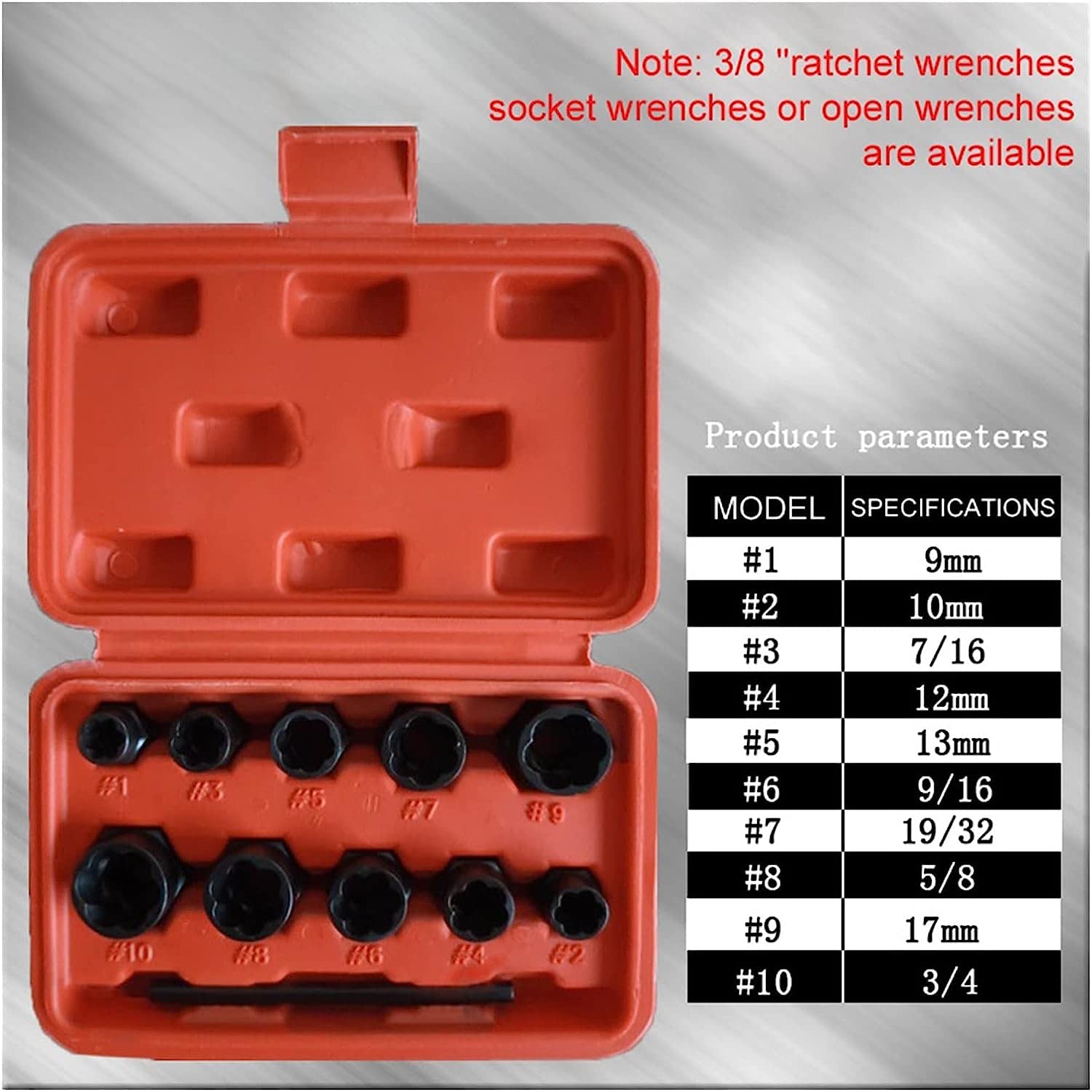 11-częściowy zestaw narzędzi do wyciągania nakrętek z nasadką sześciokątną, długi, do codziennego użytku w przemyśle samochodowym, praktyczny, wielofunkcyjny zestaw nasadek tulejowych