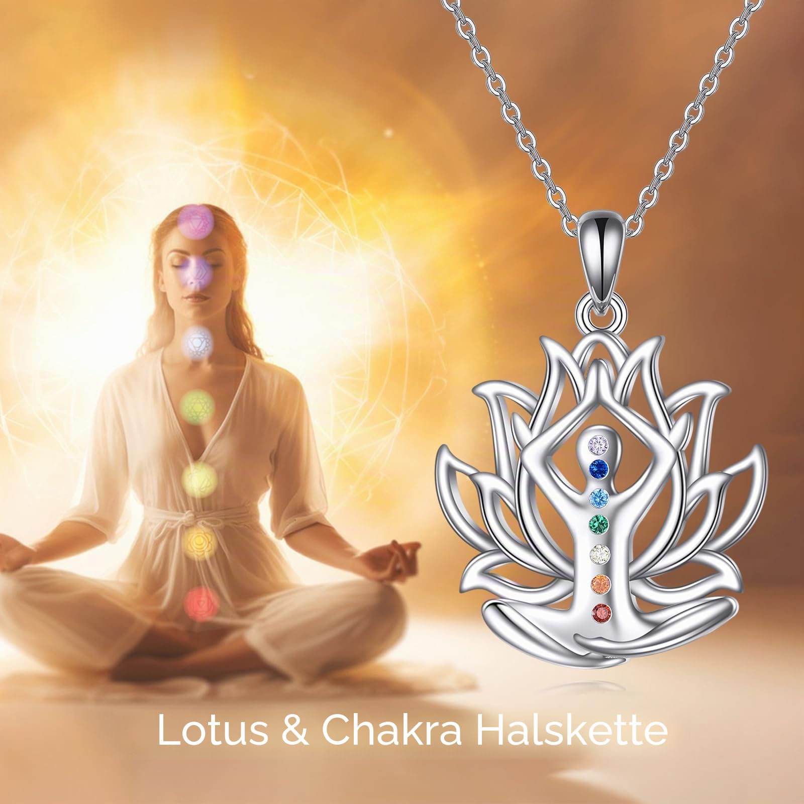 YAFEINI Chakra Ketten für Damen Sterling Silber Baum des Lebens/Schutzengel Flügel/Schmetterling Kreuz Halskette Muttertags Geschenk für Frauen Mädchen