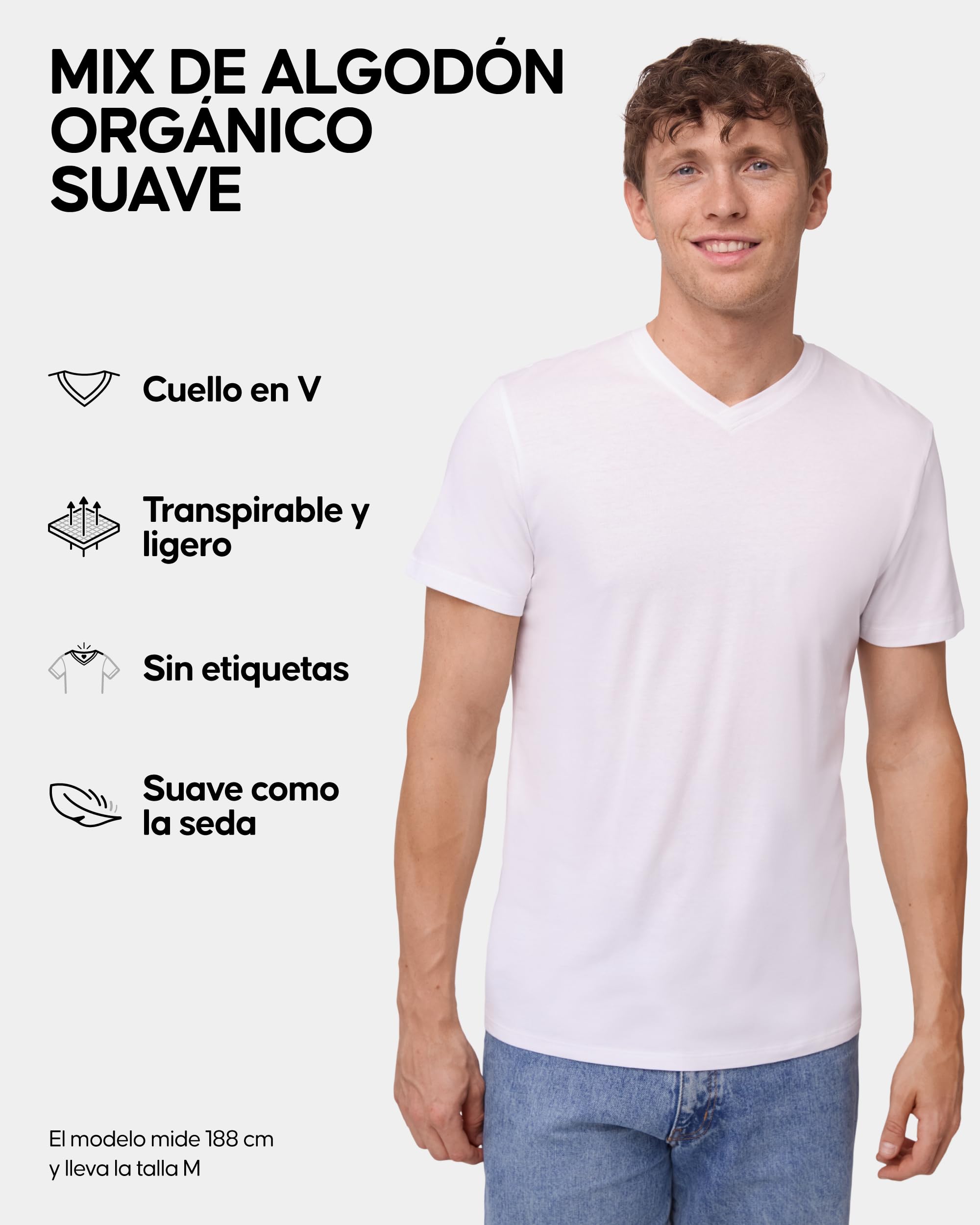 DANISH ENDURANCE Camisetas Cuello en V Hombre Algodón, Pack de 1 a 4