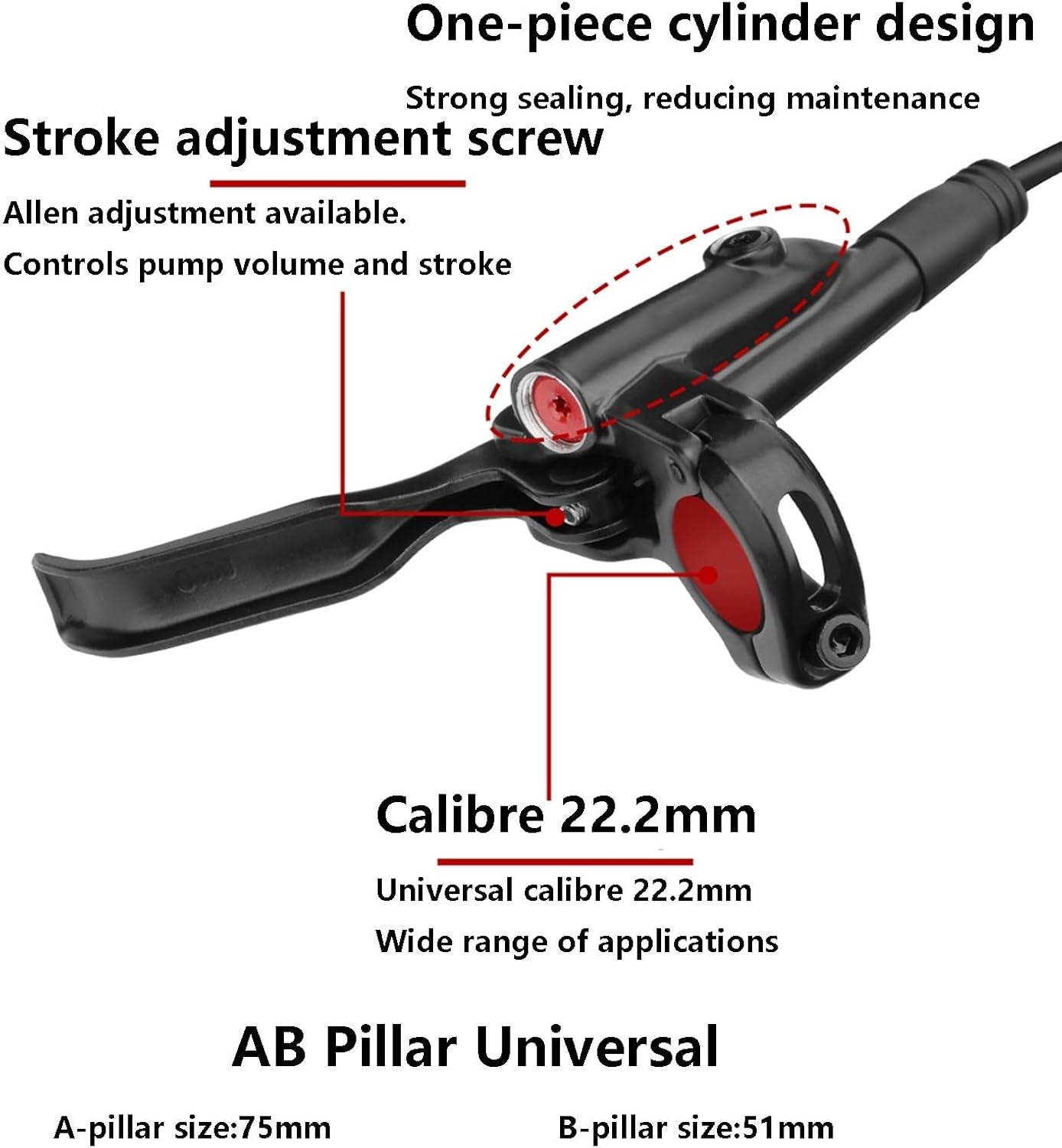 1 Pair Disc Brake Set, Hydraulic Disc Brake Kit with 160mm Rotors, Right Front 800mm, Left Rear 1400mm Aluminum Oil Pressure Calipers Levers for Mountain Bike E-Bike Fat