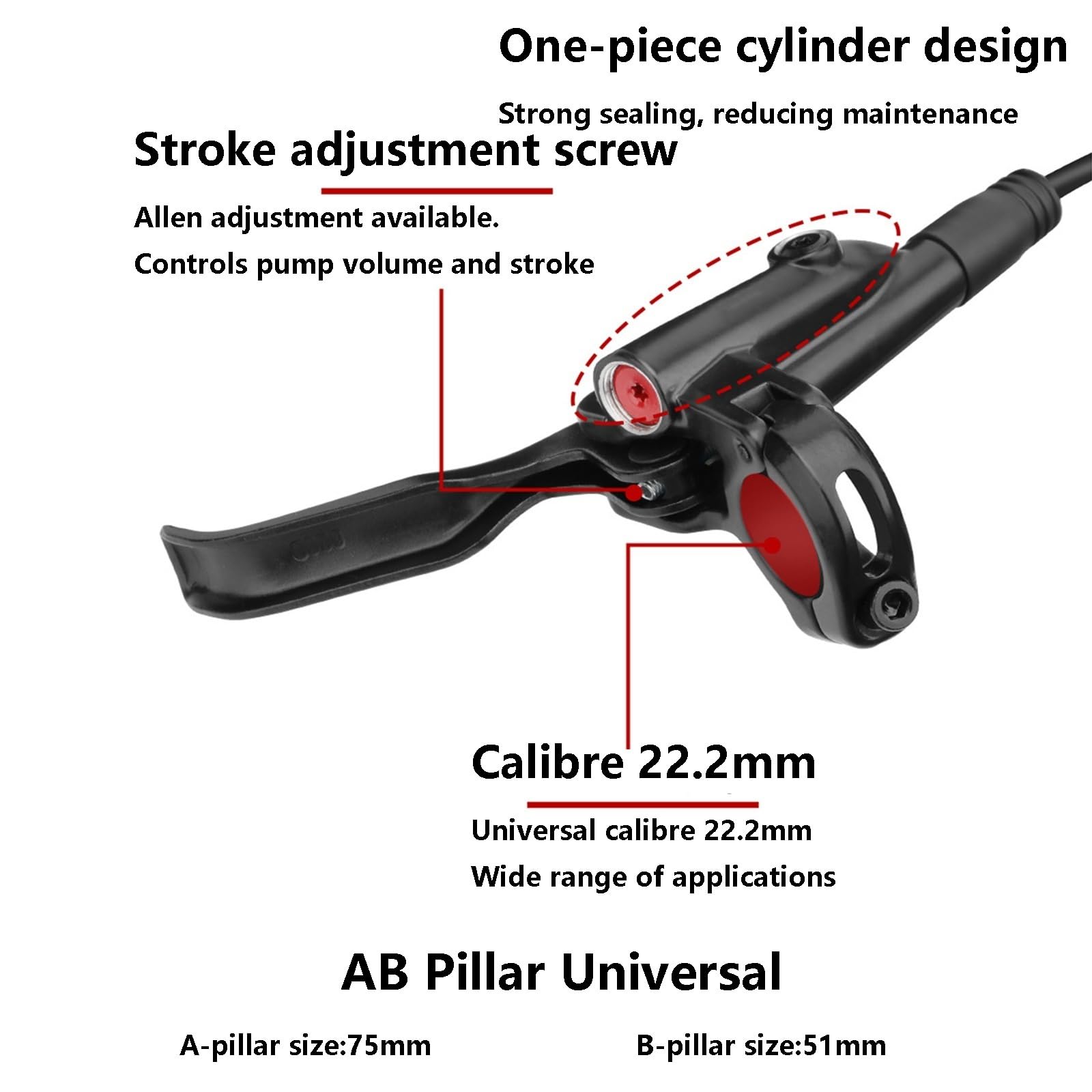 1 Coppia di Set di Freni a Disco, Kit di Freni a Disco Idraulici con Rotori da 160 mm, Anteriore Destro 800 mm, Posteriore Sinistro 1400 mm in Alluminio