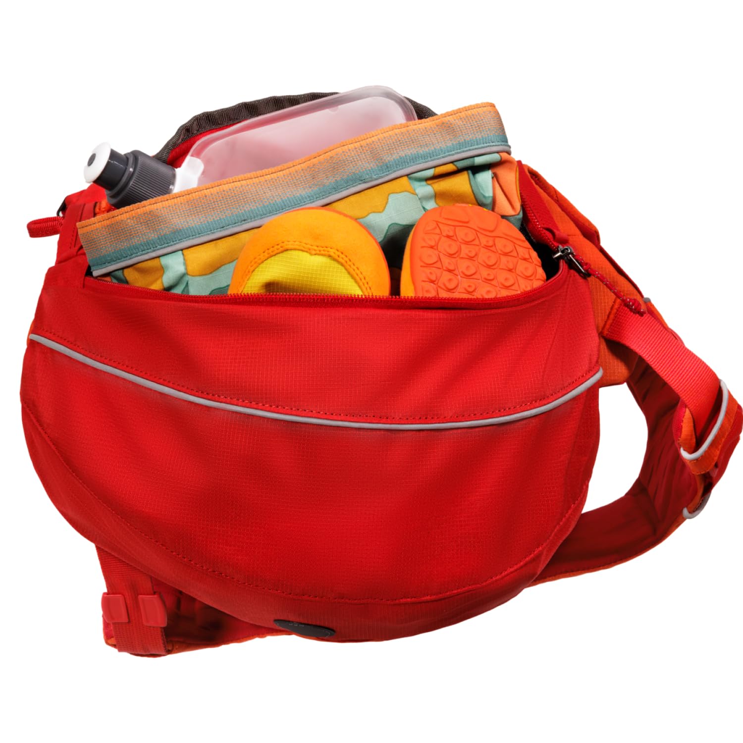 RUFFWEAR Palisades Pet Pack, bolsa modular para perros y bolsa de viaje, mochila ligera para perros para senderismo y caminar con arnés integrado, tamaño mediano, grosella roja