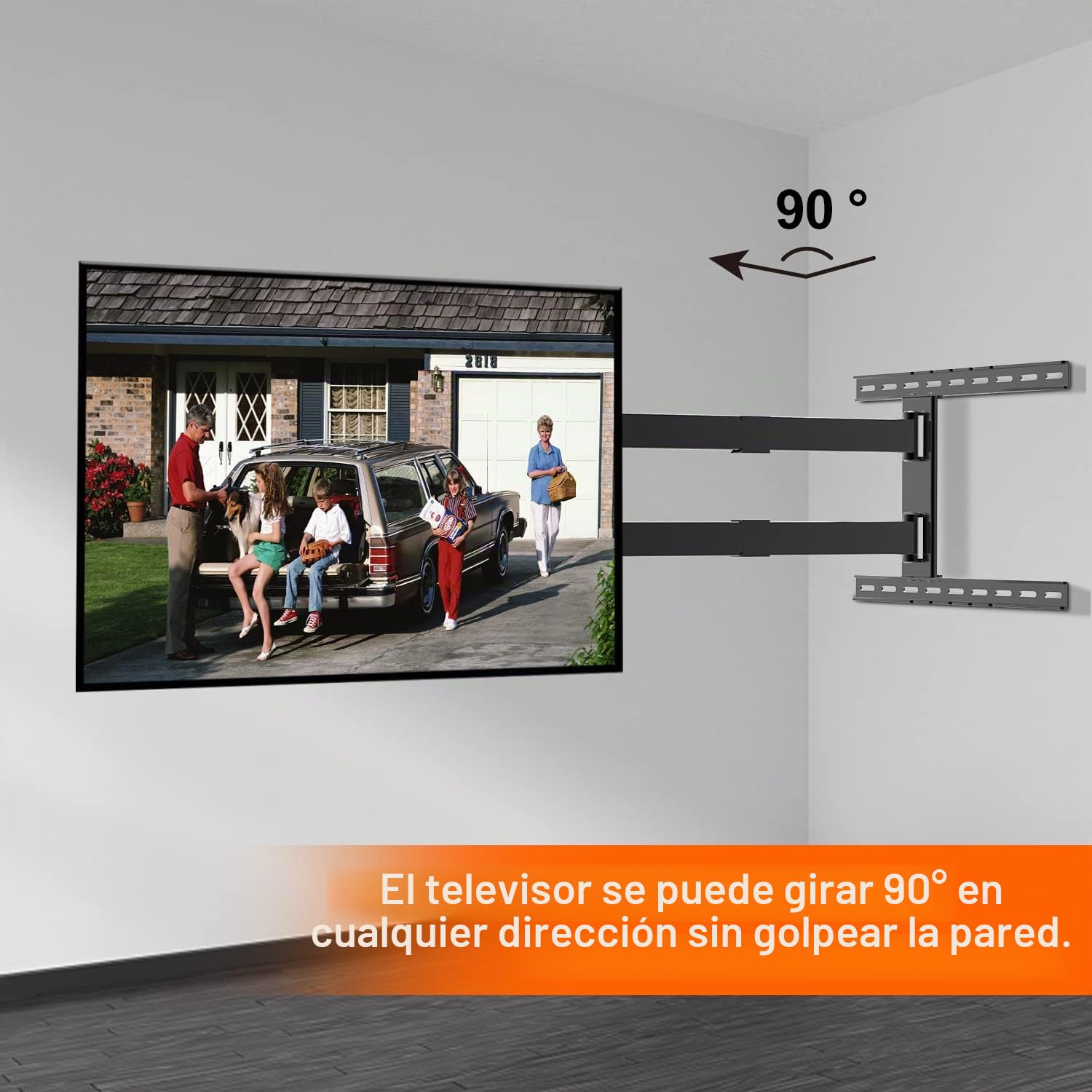 Soporte TV Pared 120 cm Extralargo Brazo para Pantallas de 37-75 Pulgadas | Soporte TV Inclinable y Giratorio 90°, MAX VESA 600x400mm, máx 45KG