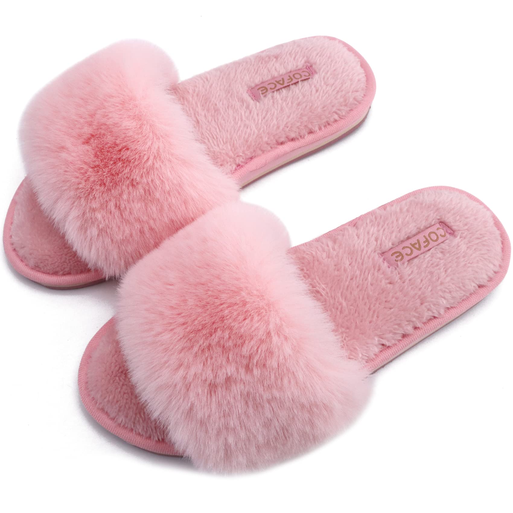 COFACE Pantofole Donna Scarpe da Casa Invernale Ciabatte Pelliccia Donne Peluche Pantofole da Interno