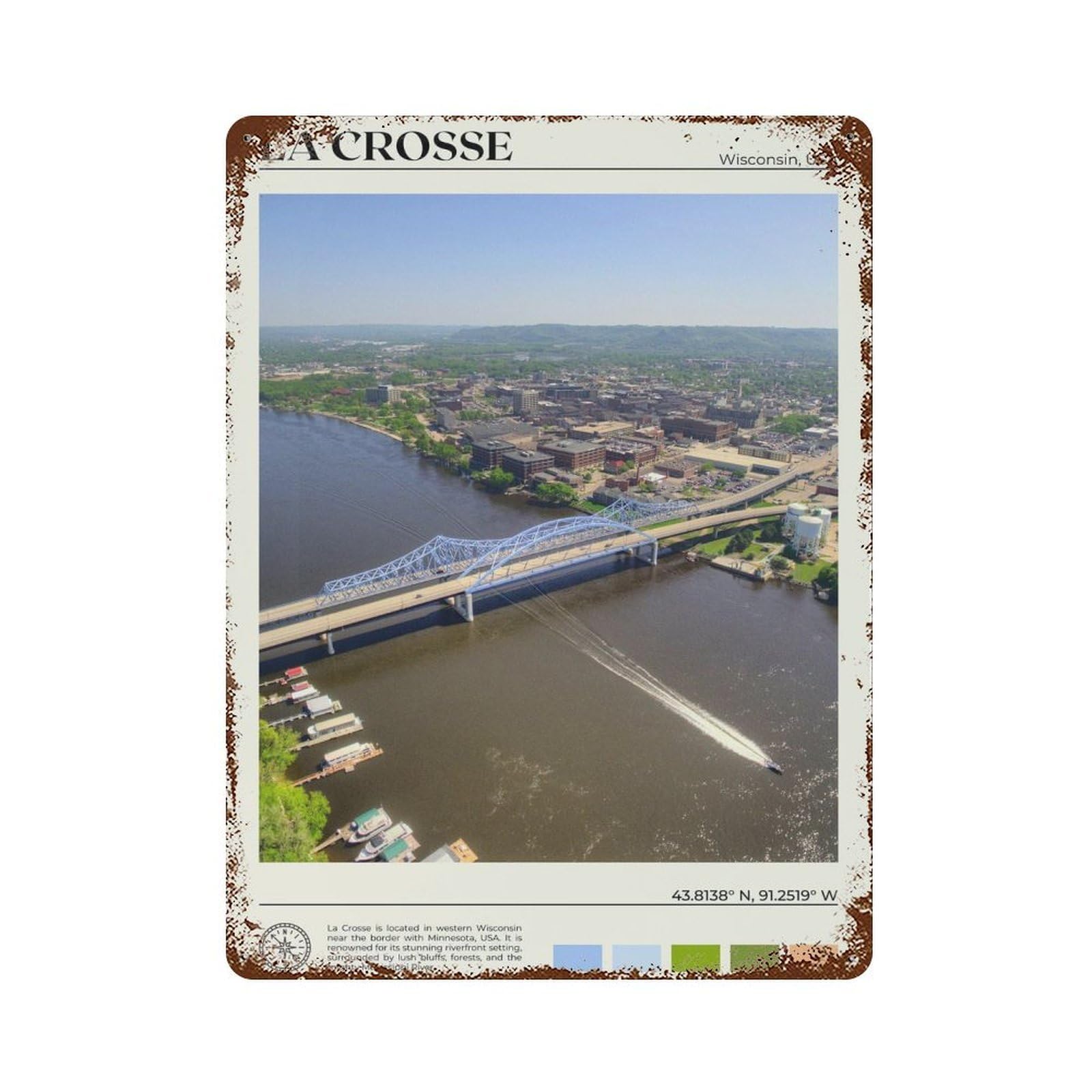 xiaoxiaoshen Real Photo La Crosse Wisconsin USA Wall Decor Art Metal Tin Poster Modern Home Decor Art Home Bar Shop Decorations Vintage Sign 40x30cm