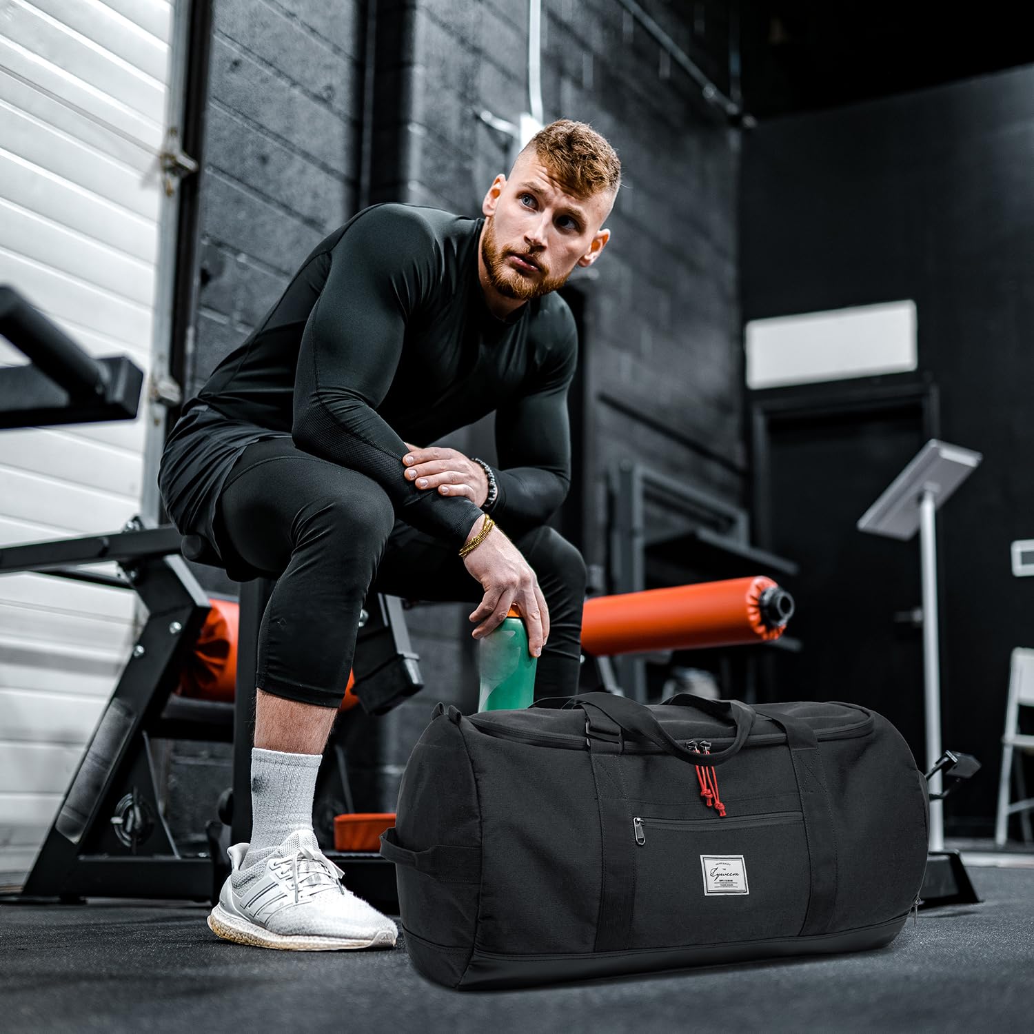 Lyweem Sports Gym Bag Men, 60L Large Travel Duffle Bag with Shoe Compartment, Weekend Holdall Bags - Image 4