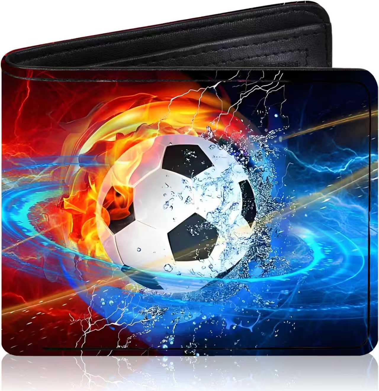 Soccer Boys Wallet -Kids Wallet to boys,Leather Material with Soccer Design, Multiple Card Slots and Coin Pocket