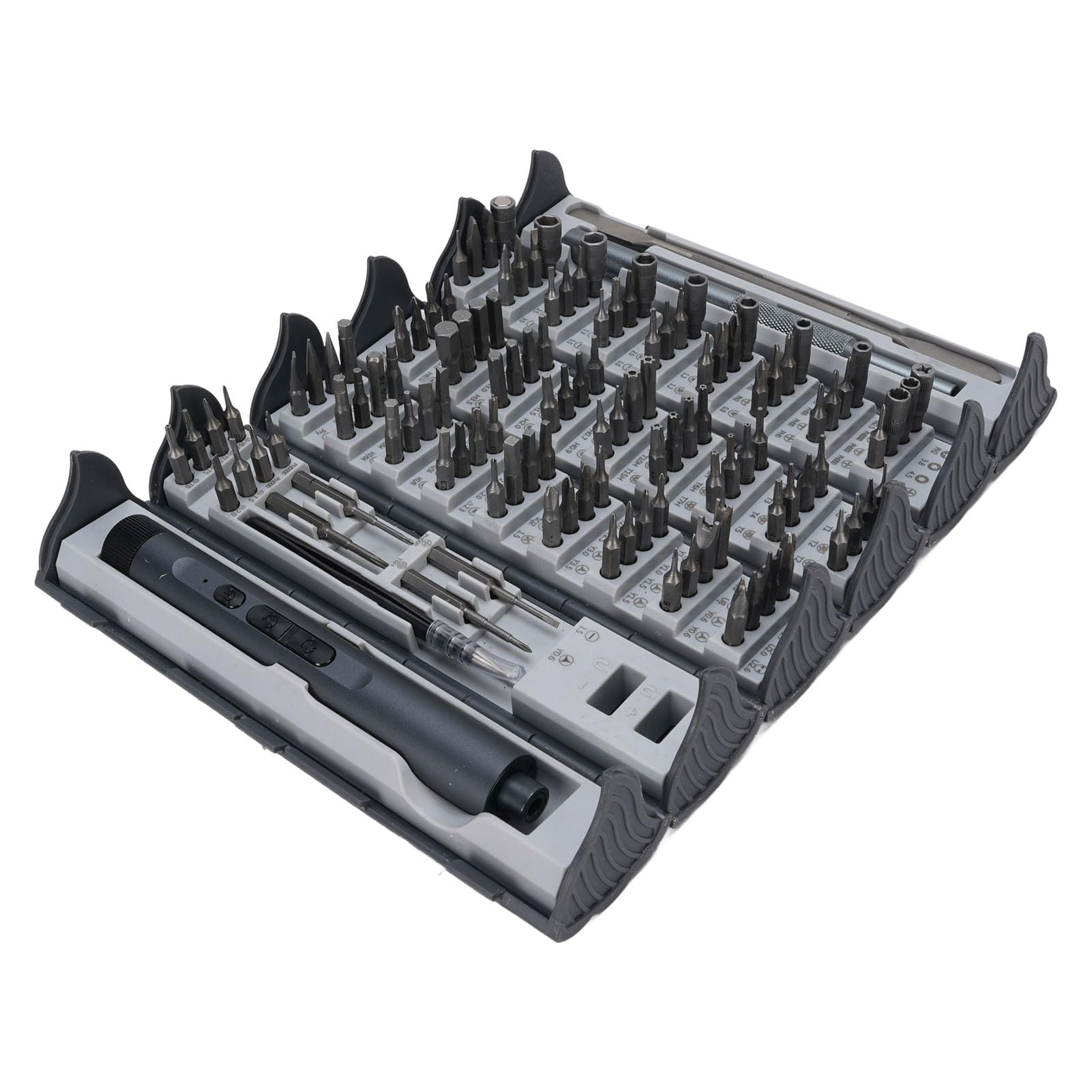 SIXRUN Set di Cacciaviti Elettrici da 124 Pezzi Kit Ricaricabile Durevole per Riparazioni Elettroniche con Scatola di Immagazzinaggio per Tecnici e Hobbisti