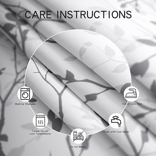 Miniatura 6 de Luvyohmee Juego de cenefas y niveles de cortina de cocina con ramas de árbol gris, cenefa con bolsillo para barra y niveles para ventanas pequeñas,