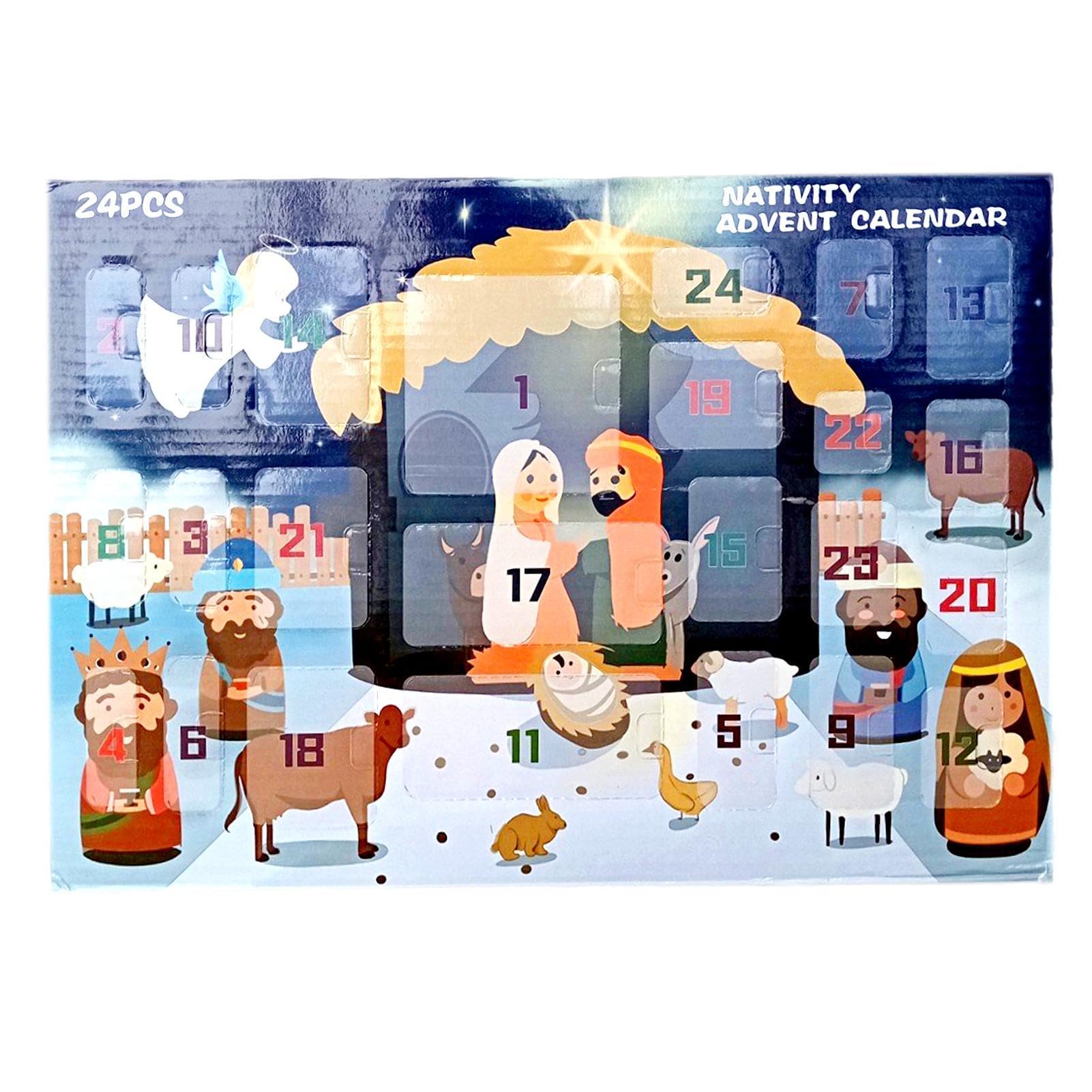 Weihnachtskrippe,Adventskalender 2024 Adventskalender für Kinder aus | Kreative Feiertags-Adventskalender-Sammelfiguren für Wohnzimmer und Schlafzimmer Wei