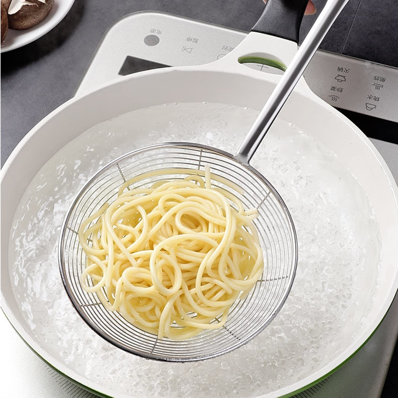 Skimmer de cocina, colador de acero inoxidable, colador de sartén de restaurante de cocina familiar, comida frita, verduras, colador de wonton (Size : L)