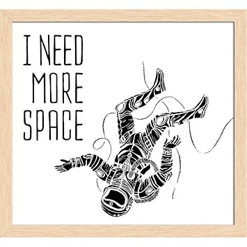 Pitaara Box Space Concept with Astronaut Canvas Painting Natural Brown Synthetic Frame 13 x 12 inch (33 x 30 cms)