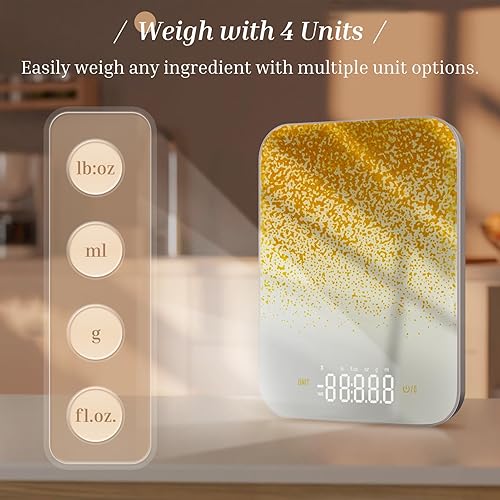 Miniatura 7 de Báscula digital de alimentos con función de tara, escala de cocina Bluetooth (GFl.Oz.LbOzMl), báscula para hornear impermeable con pantalla LED,