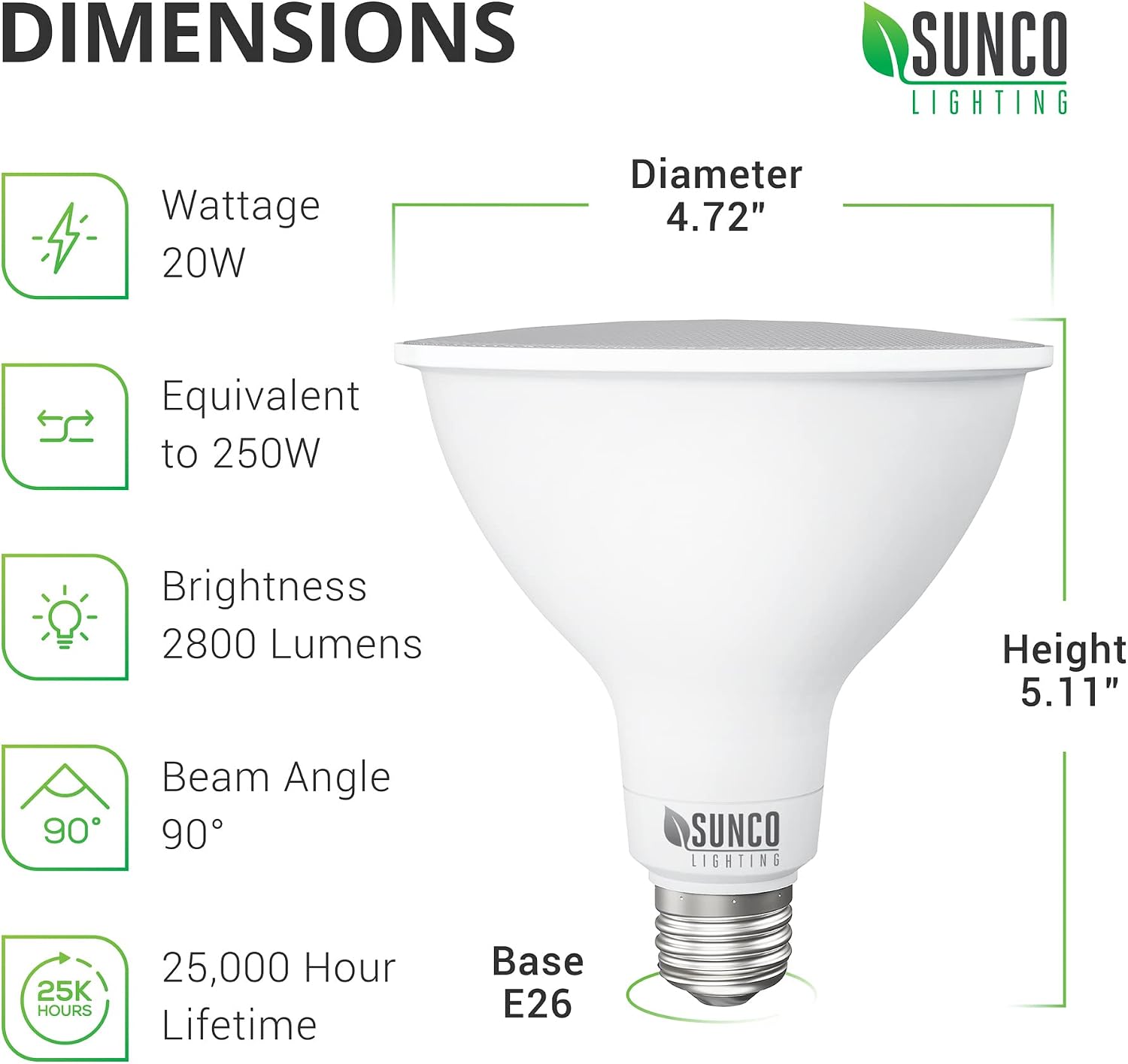 Sunco 2 Pack 2800 Lumens Outdoor Led Flood Light Waterproof PAR38 LED Bulb, Dimmable, 20W=120W, 3000K Warm White, E26 Base, UL Energy Star Listed