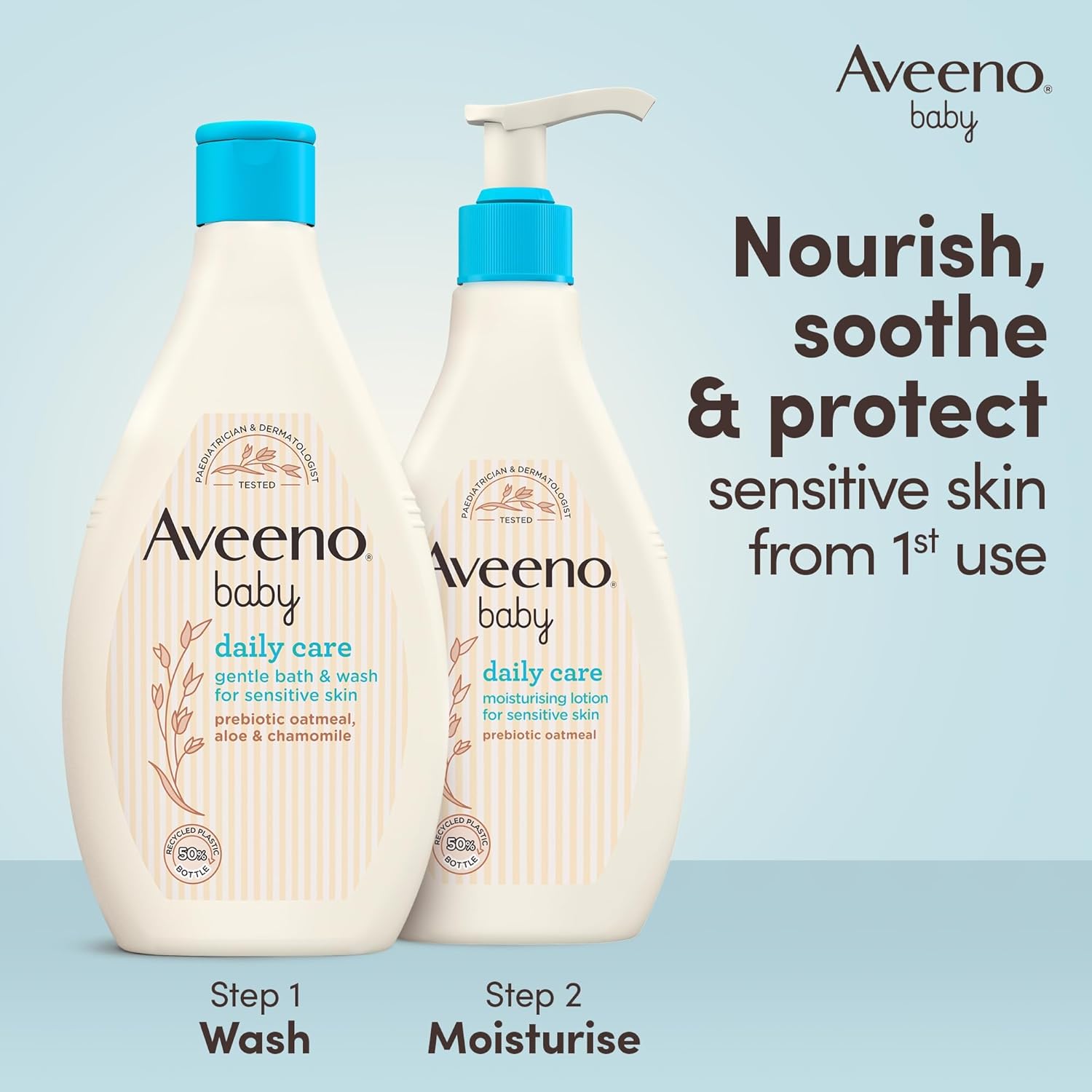AVEENO Baby Daily Care Gentle Bath & Wash (1 x 400ml), Tear-Free Baby Wash with Gentle Fragrance with Prebiotic Colloidal Oatmeal, Gently Cleanses & Leaves Skin Feeling Moisturised, For Sensitive Skin - 4