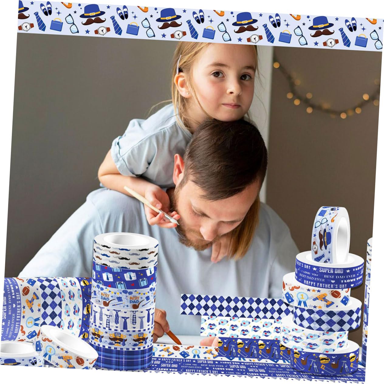 SHINEOFI 5 Set Nastro Di Rollio Trasparente Arcobaleno Journaling Carino Artigianato Padre Papà Creazione Diario Marrone Nastro Decorativo Artigianale Adesivi 12 * 5