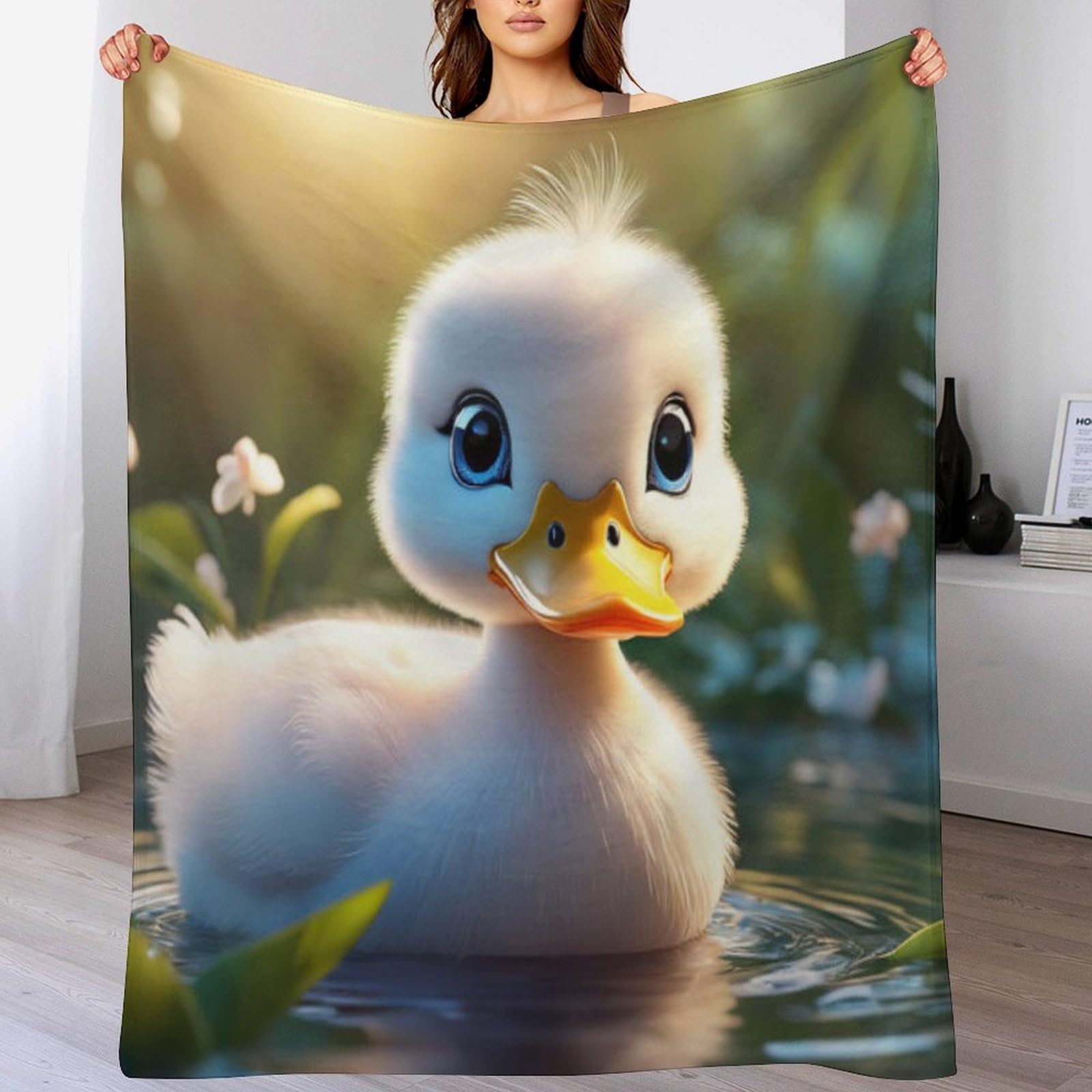 Manta de franela para sofá de pato suave y cálida de 100 x 130 cm