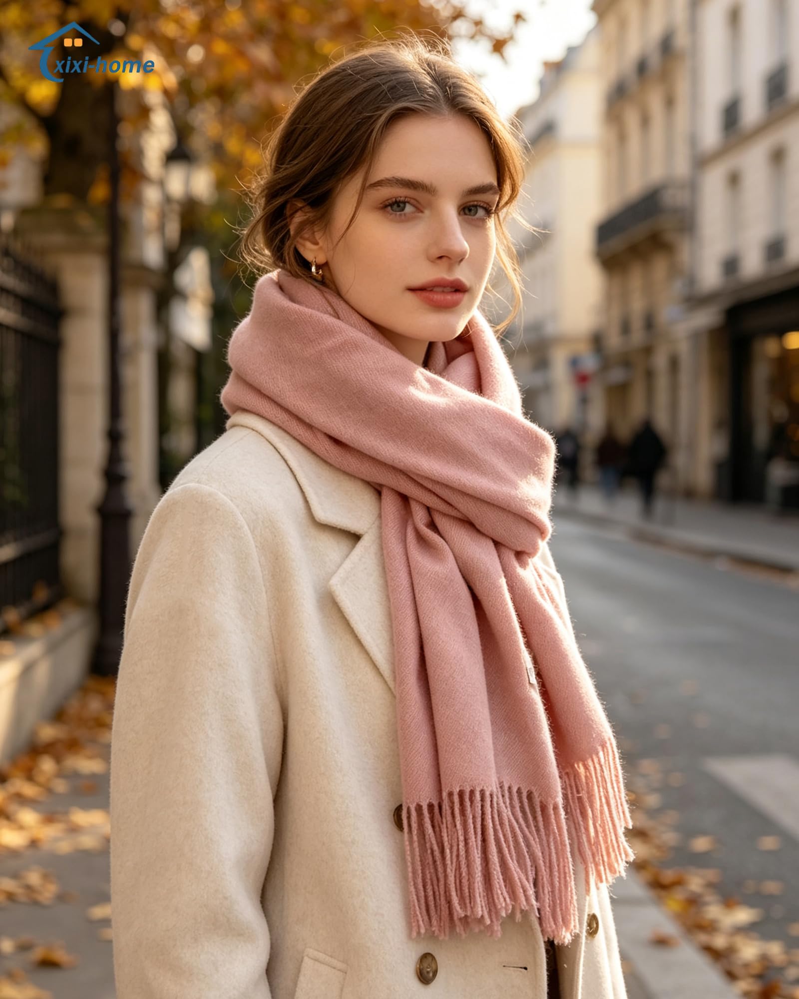 Bufanda de invierno para mujer, regalo de Navidad, bufandas, bolsa de regalo, 26.77 x 76.77 pulgadas, mezcla de algodón, bufanda gruesa, bufanda suave y cálida para parejas, chal de sección