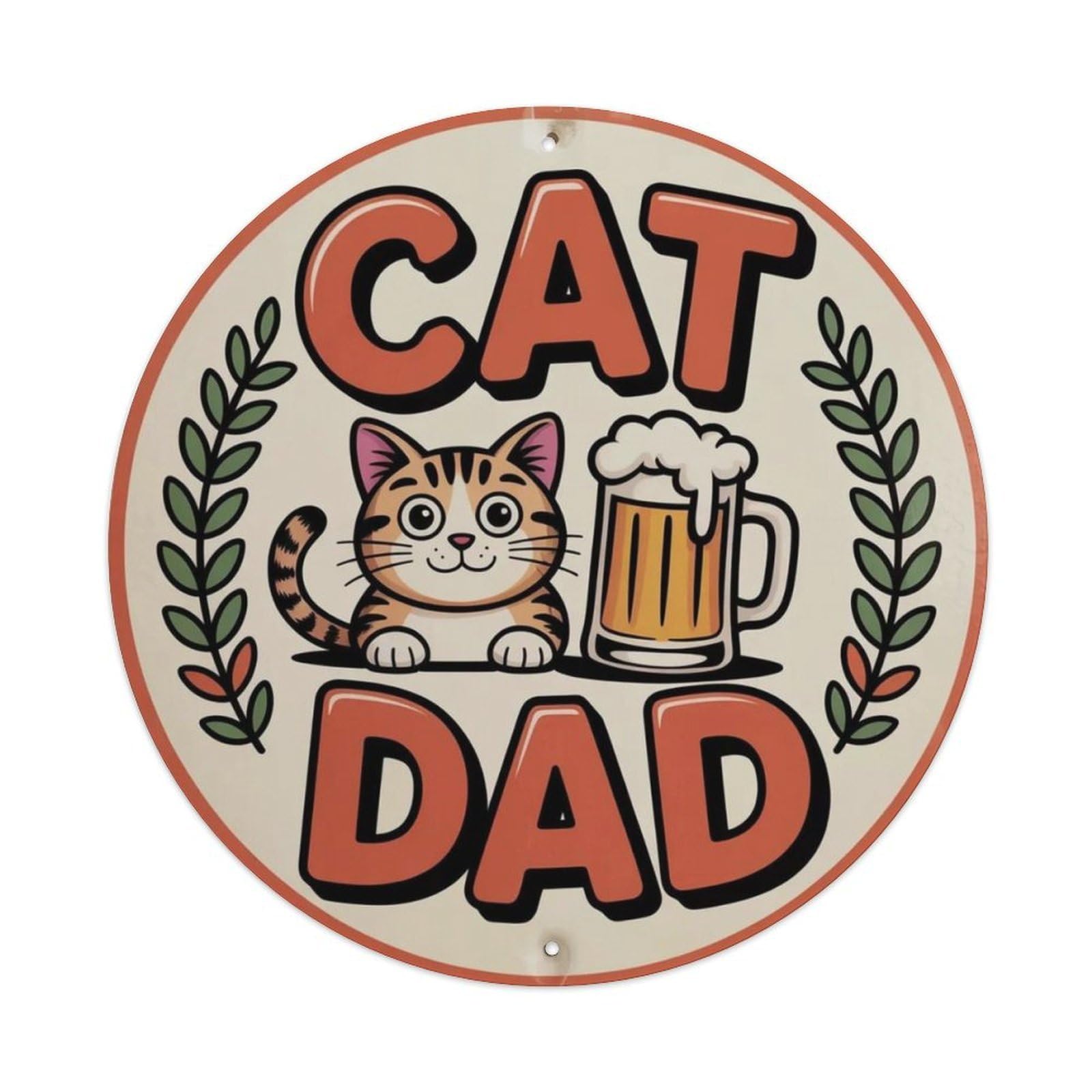 Cat Dad Retro Cartoon Metal Tin Sign Plaque