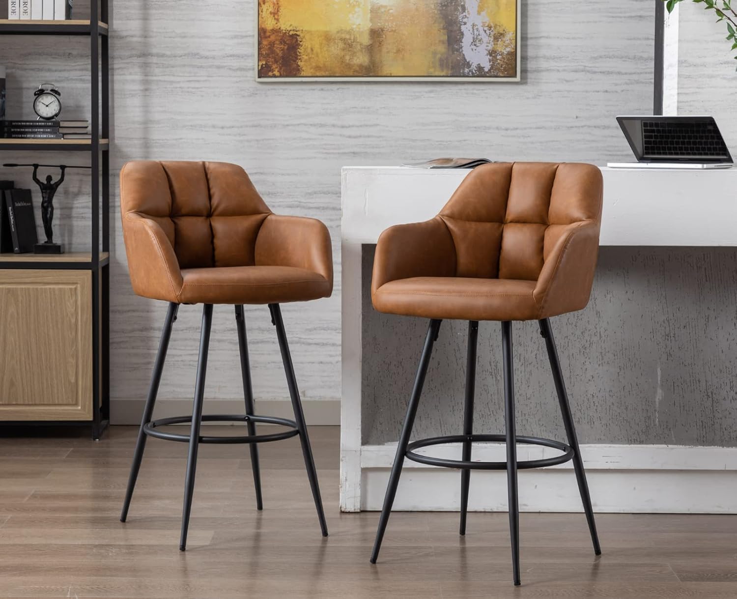 CIMOTA Modern Bar Height Bar Stools Set of 2 Upholstered