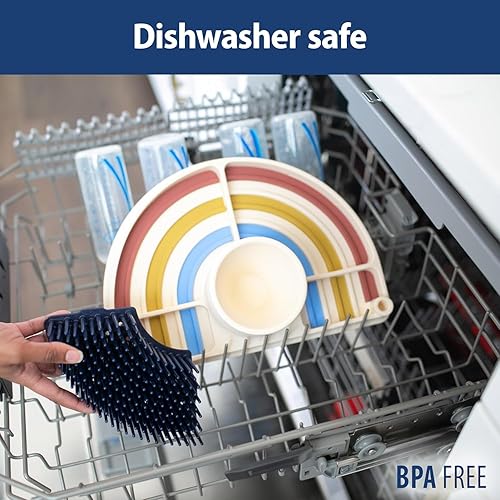 Miniatura 7 de Dr. Brown's Estante de secado plegable para biberones para un fácil almacenamiento con alfombrilla de silicona 2 en 1, tapete de secado de biberones