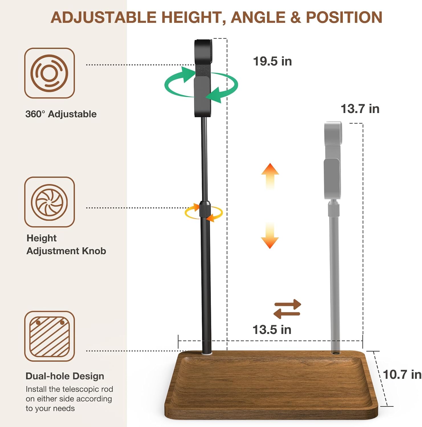 CPAP Hose Holder, Bedside CPAP Hose Hanger with Adjustable Height and Angle Hook for CPAP Mask & Hose, Keep CPAP Accessories Tidy, Enhances Sleep Quality