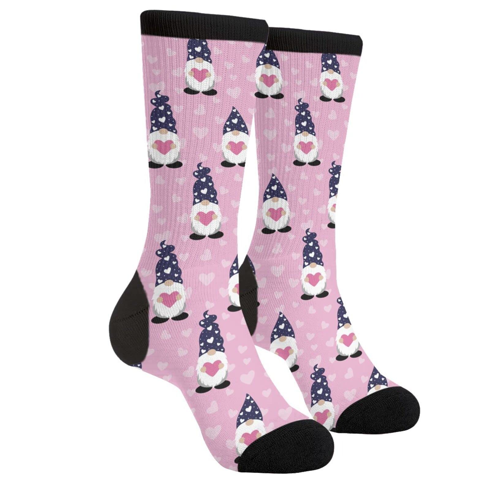 Wpamlrta Unisex Gnomes Hearts Socks Running Socks Funny Crew Dress Socks For Men Women