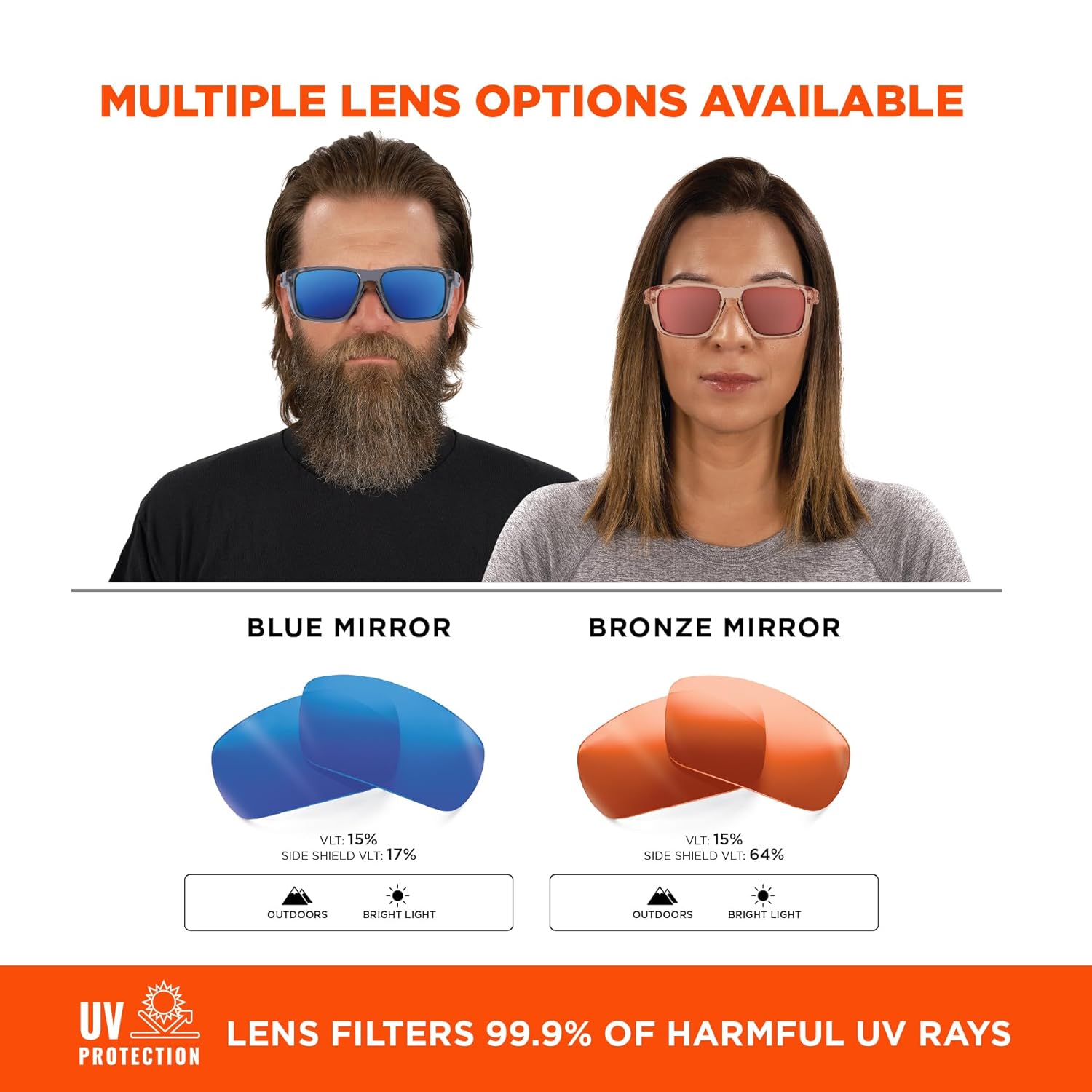 Ergodyne Skullerz SIXTEN Safety Sunglasses with Side Shields, Anti Fog, Anti Scratch Polarized Mirrored Lenses, ANSI z87.1 with Protective Zippered Hard Shell Eyewear Case