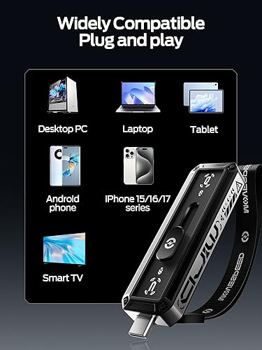 Miniatura 6 de MOVE SPEED Unidad USB 1TB SSD externa 560MBs Velocidad de lectura, USB 3.2+USB C Dual Puertos Unidad Externa, SSD Portátil 3-Stage Push-Pull Diseño