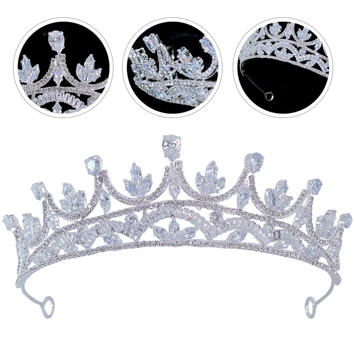 Elegante Hochzeitskrone aus Kupfer mit Zirkonbesatz Leichter und Bruchsicherer Brautkopfschmuck für Fotos und Geburtstagsfeiern
