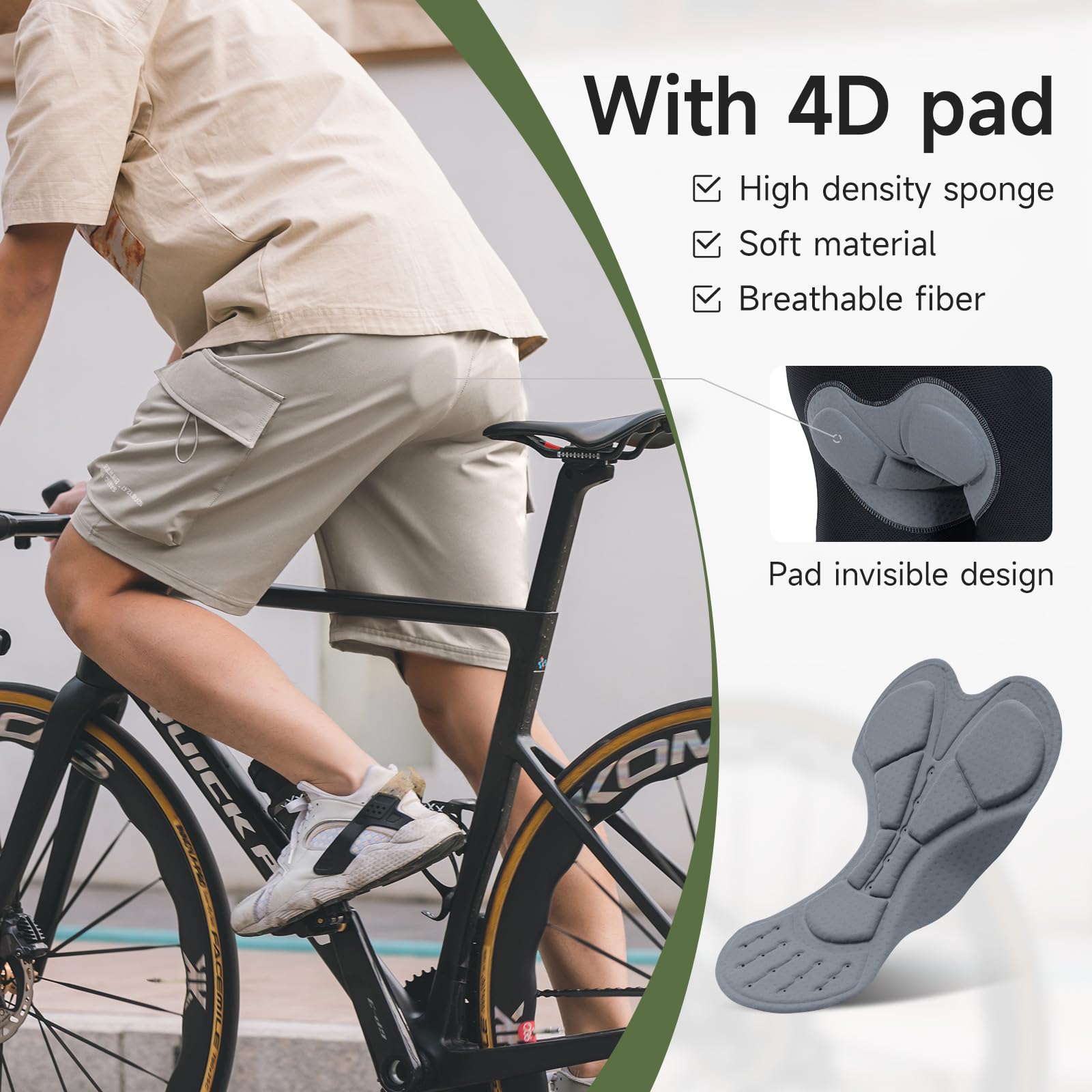Santic Pantaloncini da mountain bike da uomo imbottiti 3D ad asciugatura rapida leggeri pantaloncini da ciclismo da ciclismo