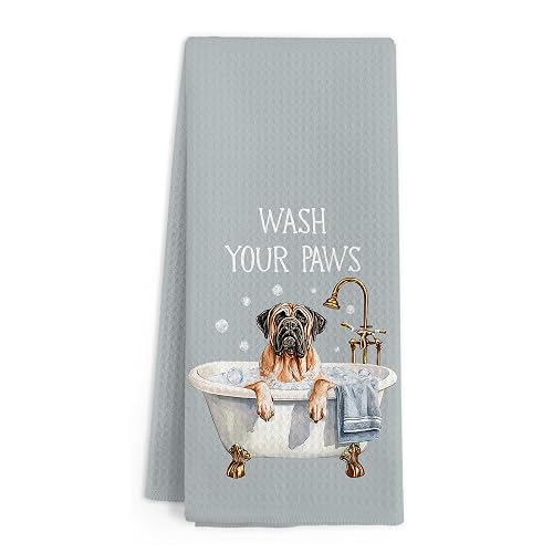 Funny Mastiff Dog Hand Towels for Bathroom, Wash Your Paws