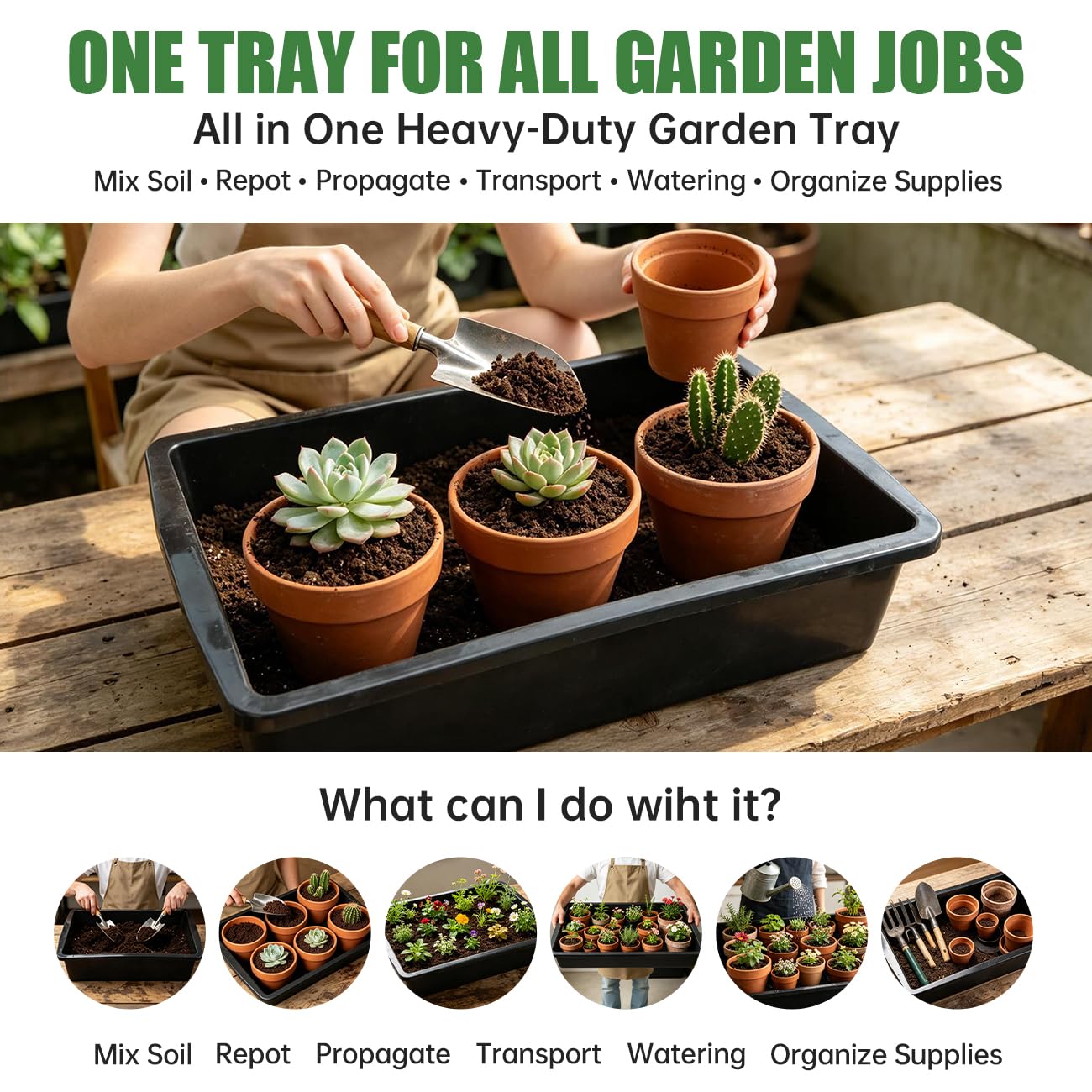 Lot de 4 plateaux de rempotage de plantes de jardin pour mélange de terre