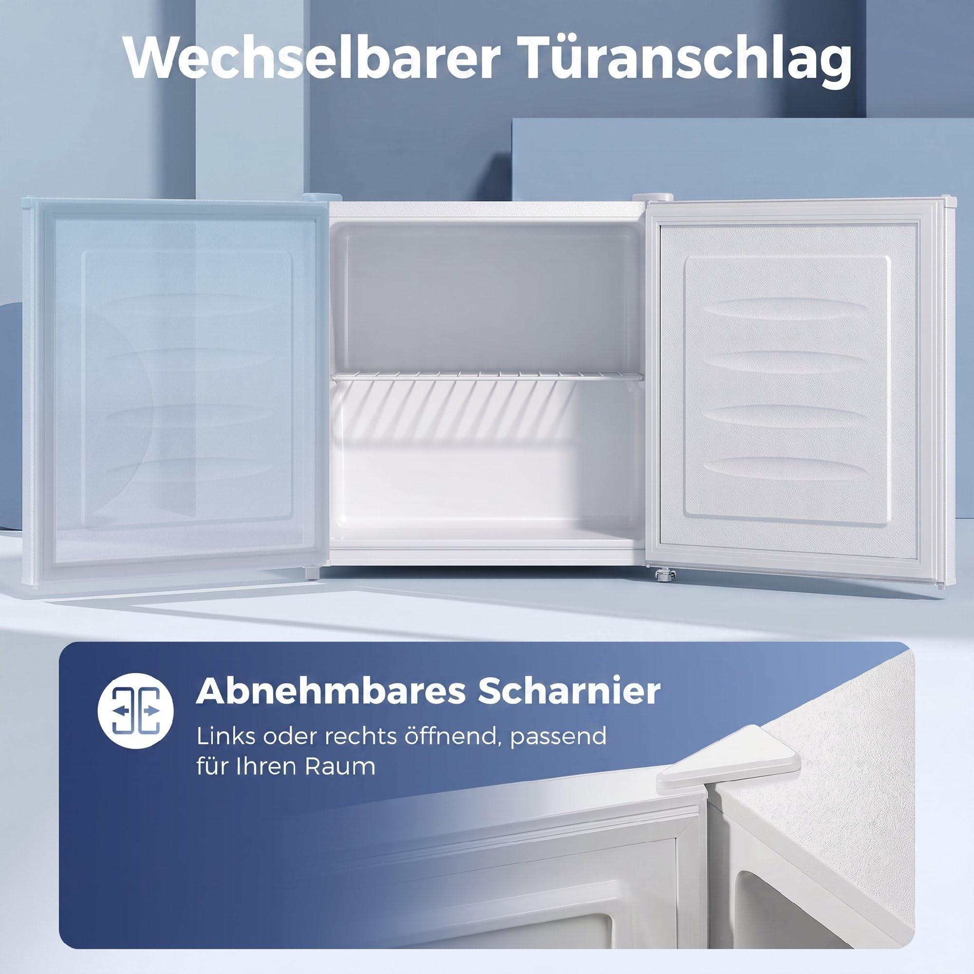 HOMCOM Congelador Mini de Mesa 35L, Puerta Reversible con Cerradura y Estante Extraíble, Temperatura Ajustable para Dormitorio u Oficina, Blanco