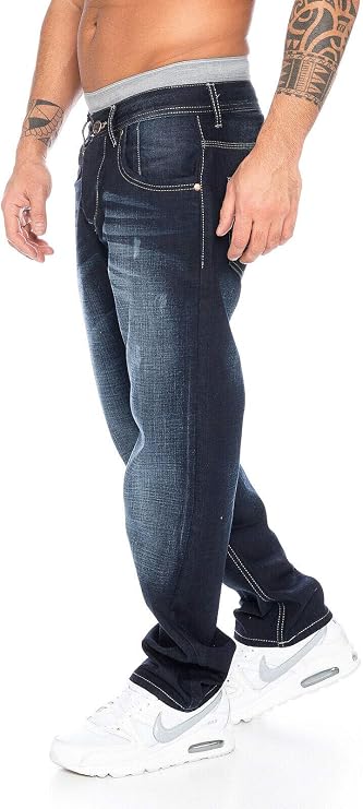 rock creek rc-2091 men's jeans denim trousers blue straight cut straight leg