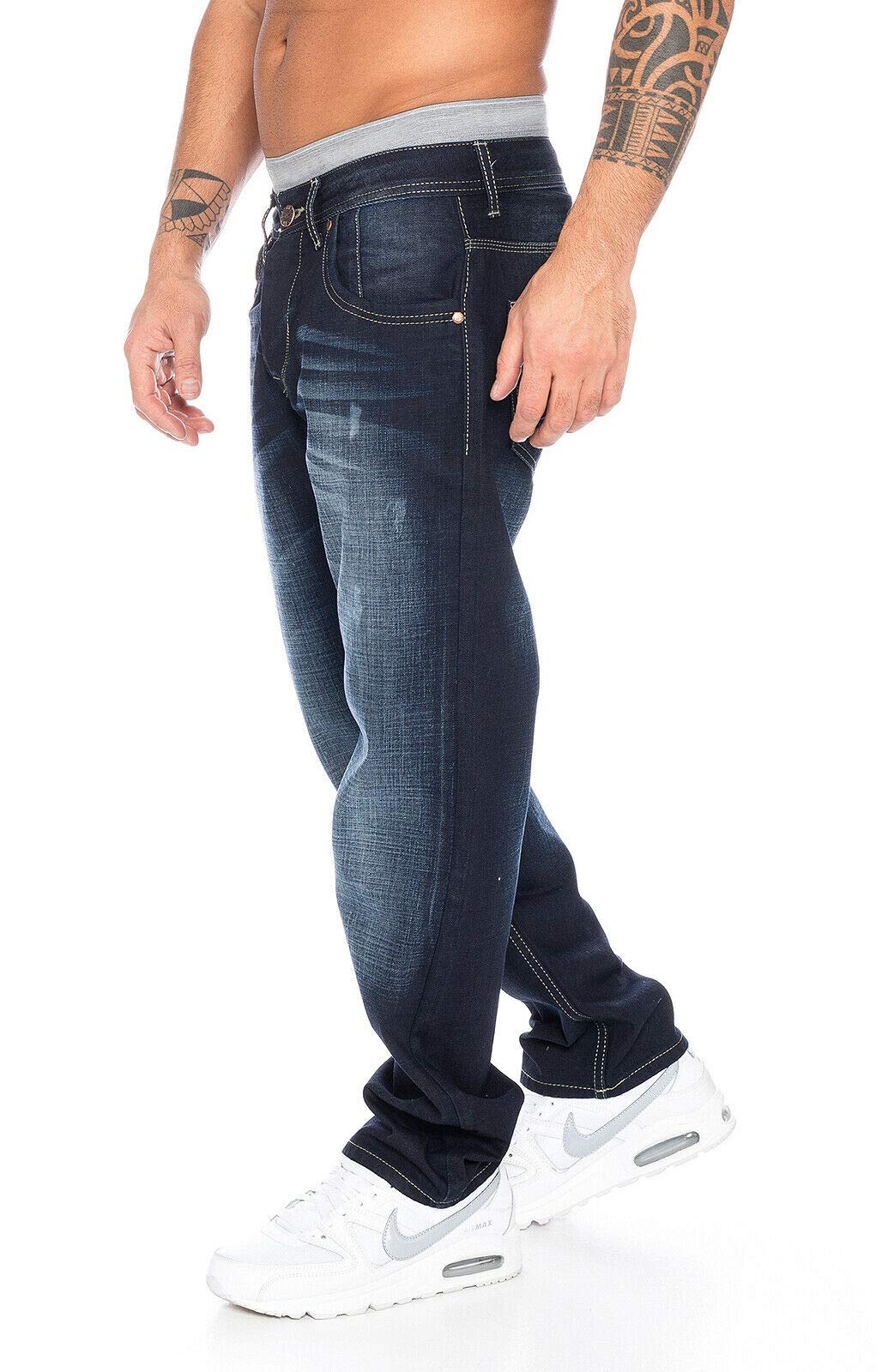 Rock Creek Jeans Herren Hose Straight Cut Gerades Bein Denim M30 | Klassische Herrenjeans mit geradem Schnitt, lange Jeanshose und Herrenhose für Alltag, Freizeit, Büro und Casual-Looks