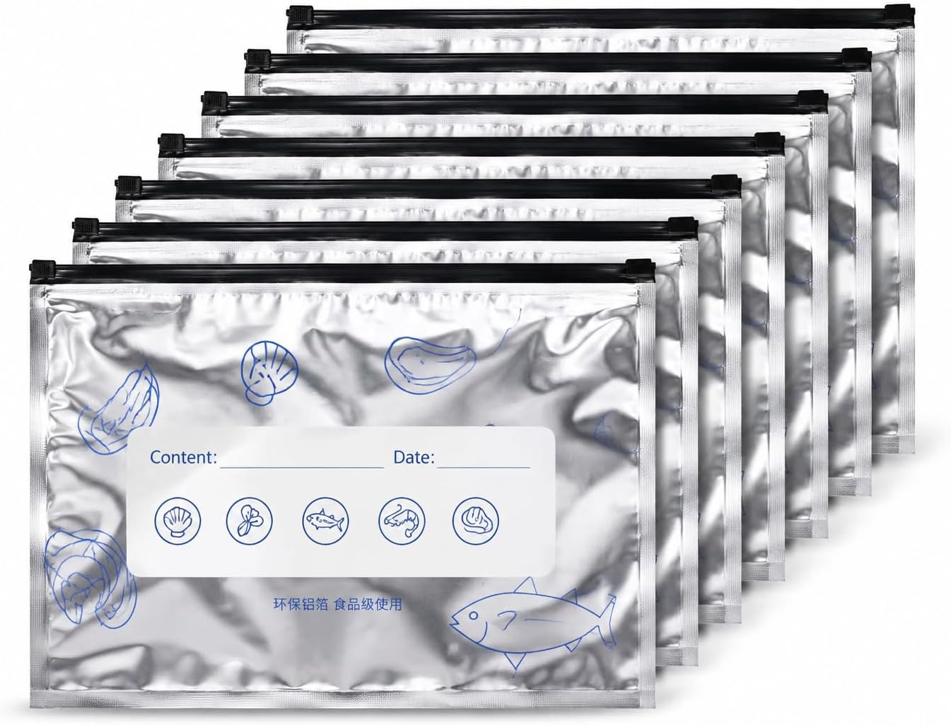 Reusable Aluminum Foil Food Storage Bags, 30 PCS Zipper Seal Bags, 3 Sizes (10 Small, 10 Medium, 10 Large), Food Grade, Freezer & Refrigerator Safe