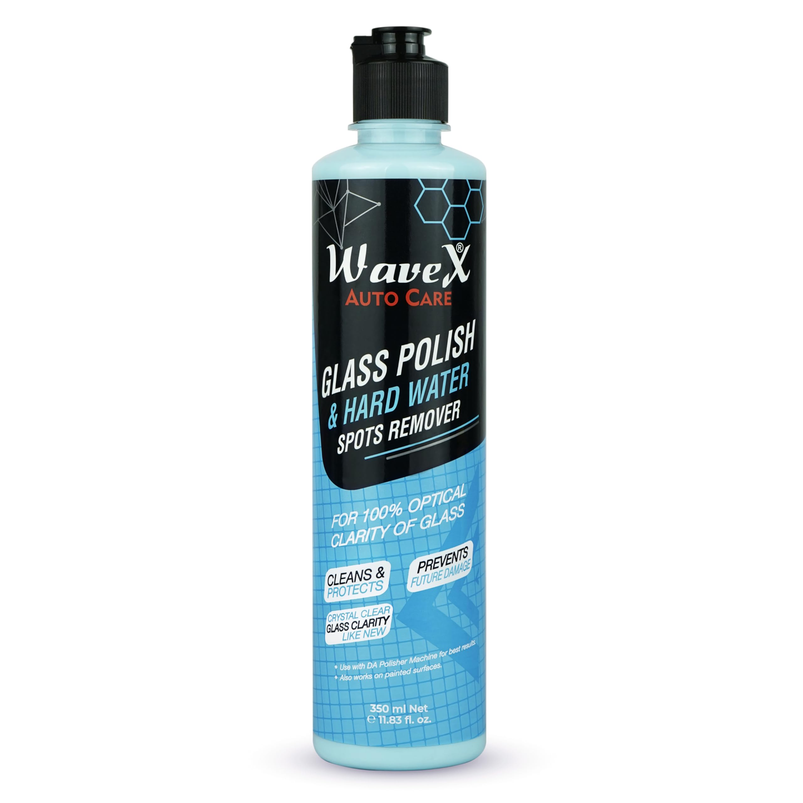 Wavex Glass Polish cum Hard Water Spot Remover 350 ml | Car Windshield Cleaner, Gives 100% Optical Clarity