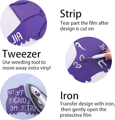 Miniatura 3 de Rollo de vinilo EYGOO de transferencia de calor HTV de 30cm x 4 metros, vinilo para Cricut y otros cortadores, rollo de vinilo Htv fácil de cortar y