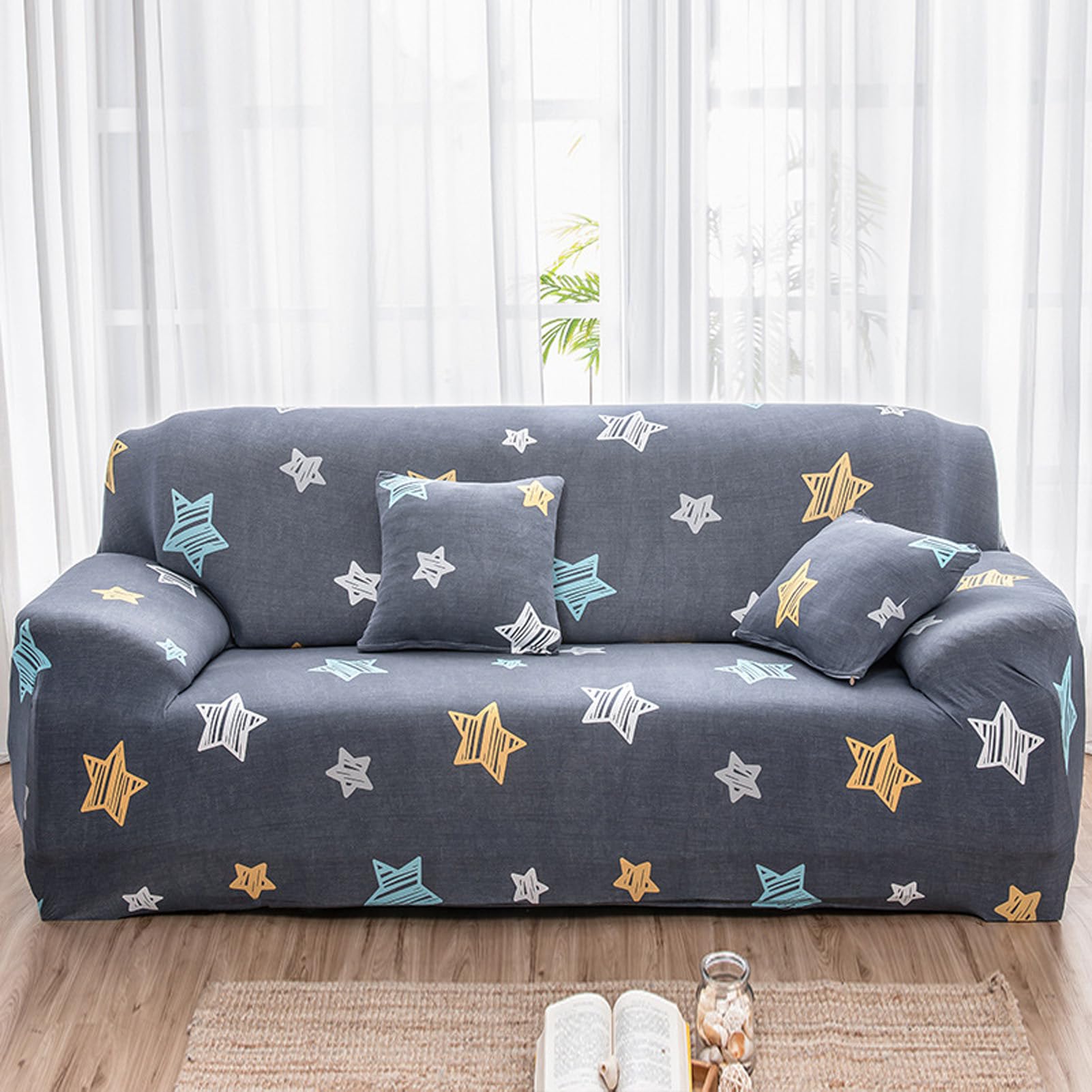 Housse de canapé extensible 2 places lavable pour salon d'angle L