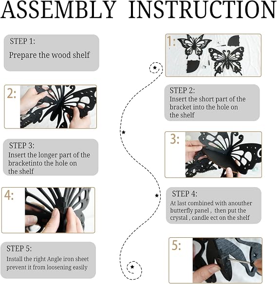 Artilady Butterfly Corner Shelf Wall Decor, Gothic Crystal Display Storage