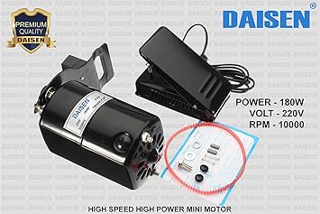 Daisen High Speed High Power Sewing Machine Mini Motor with Speed Controller - 180W 10000 RPM
